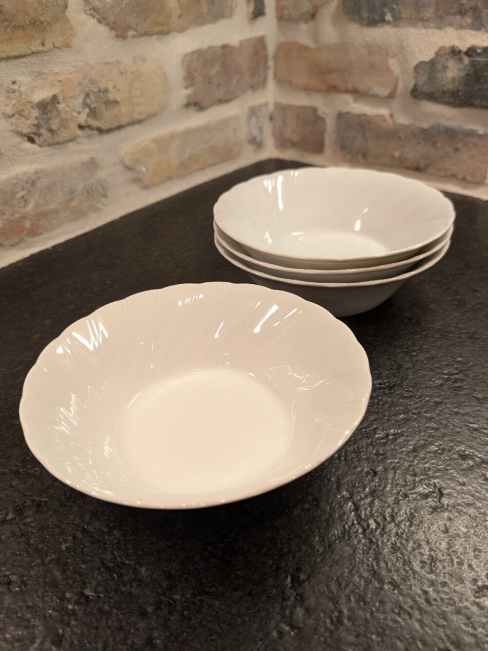 Set of (4) Sheffield Bone White China Coupe Cereal Bowl